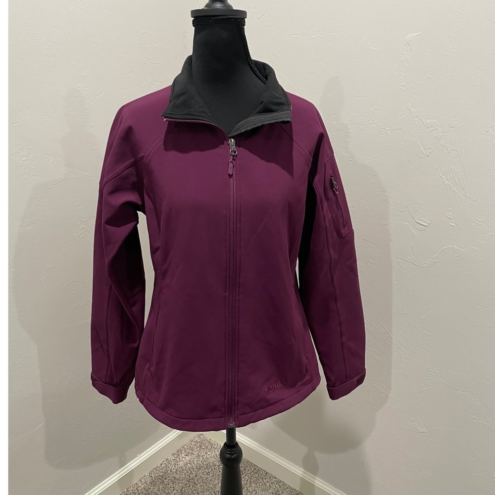 Marmot Tempo Softshell Jacket Womens Medium Purple Full Zip Fleece Lined Active